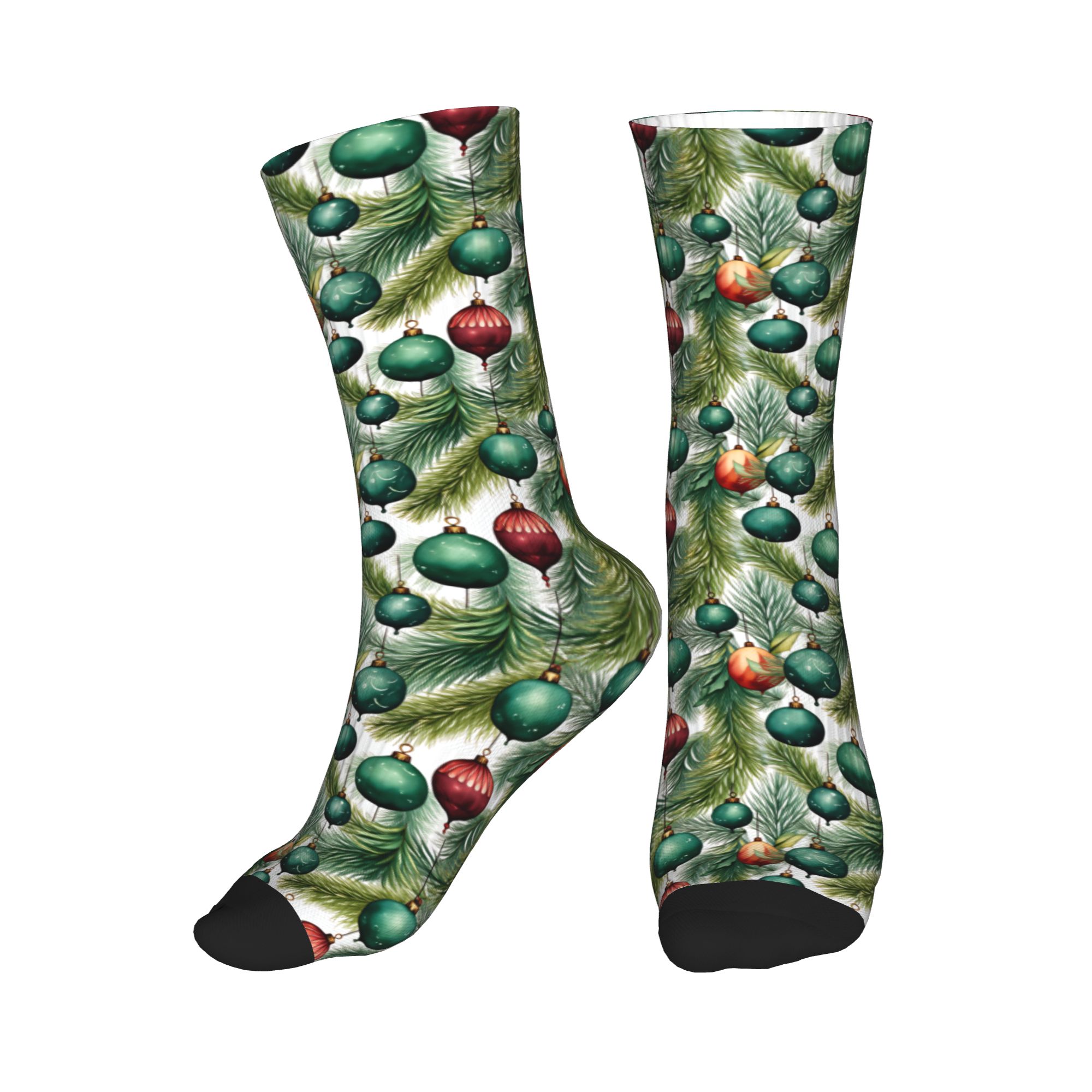 Dress Sock Men - ถุงเท้าลายต้นสนคริสต์มาสน่ารักสำหรับผู้ชาย ถุงเท้าข้อเว้าพิมพ์ลาย 3 มิติ ให้ความอบอุ่นและสวมใส่สบายสำหรับทุกเพศ