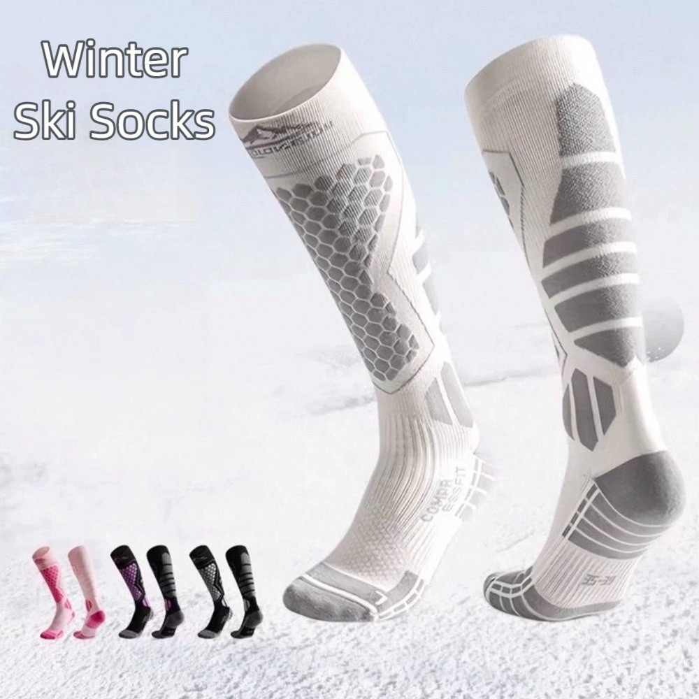 Thermal Sock Winter - ถุงเท้าสกีแบบหนาใหม่ ถุงเท้ากันลื่นแบบกันความร้อน ถุงเท้าสูงถึงเข่า ระบายความชื้น ถุงเท้าสโนว์บอร์ดระบายอากาศสำหรับกีฬาฤดูหนาว